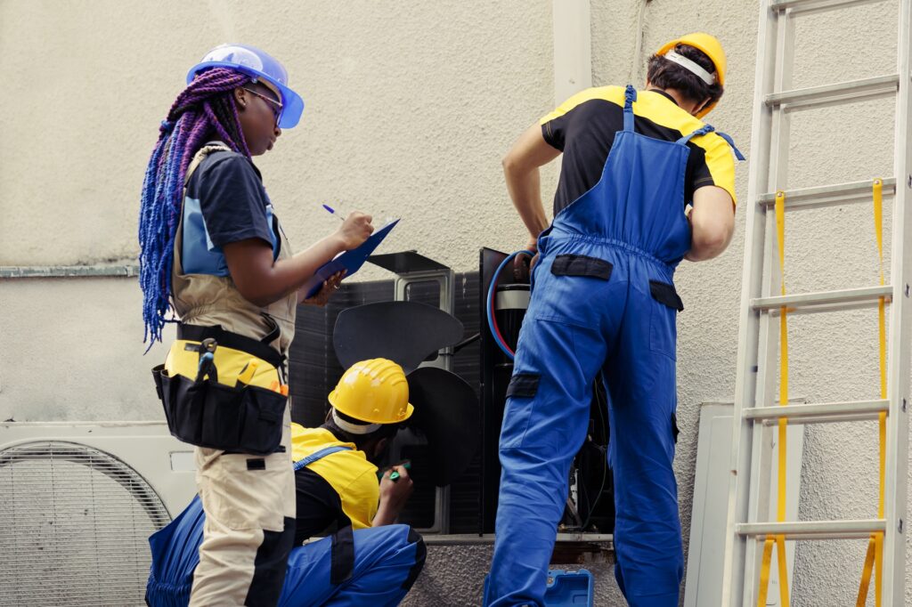 Engineers checking clogged air filters